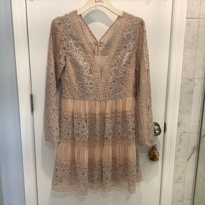 NWT BCBG Max Azria Pia Pink Long Sleeve Lace dress SZ 10